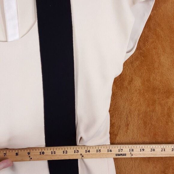 RACHEL ROY Dress Womens Size 12 Cream Tie Neck Blouson Shift Button Back - Picture 7 of 9